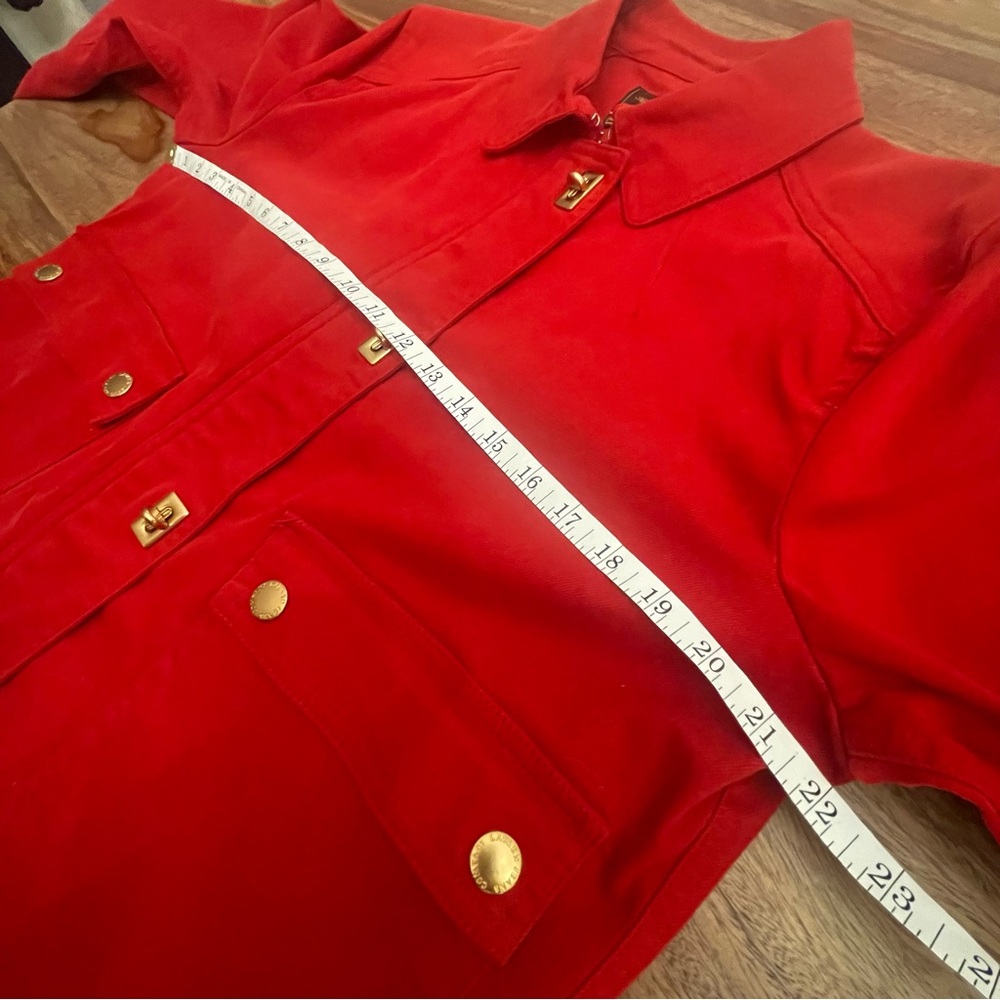 LRL Lauren Jeans Co Red Denim Jacket with Turn-Lock Buttons - Picture 8 of 11